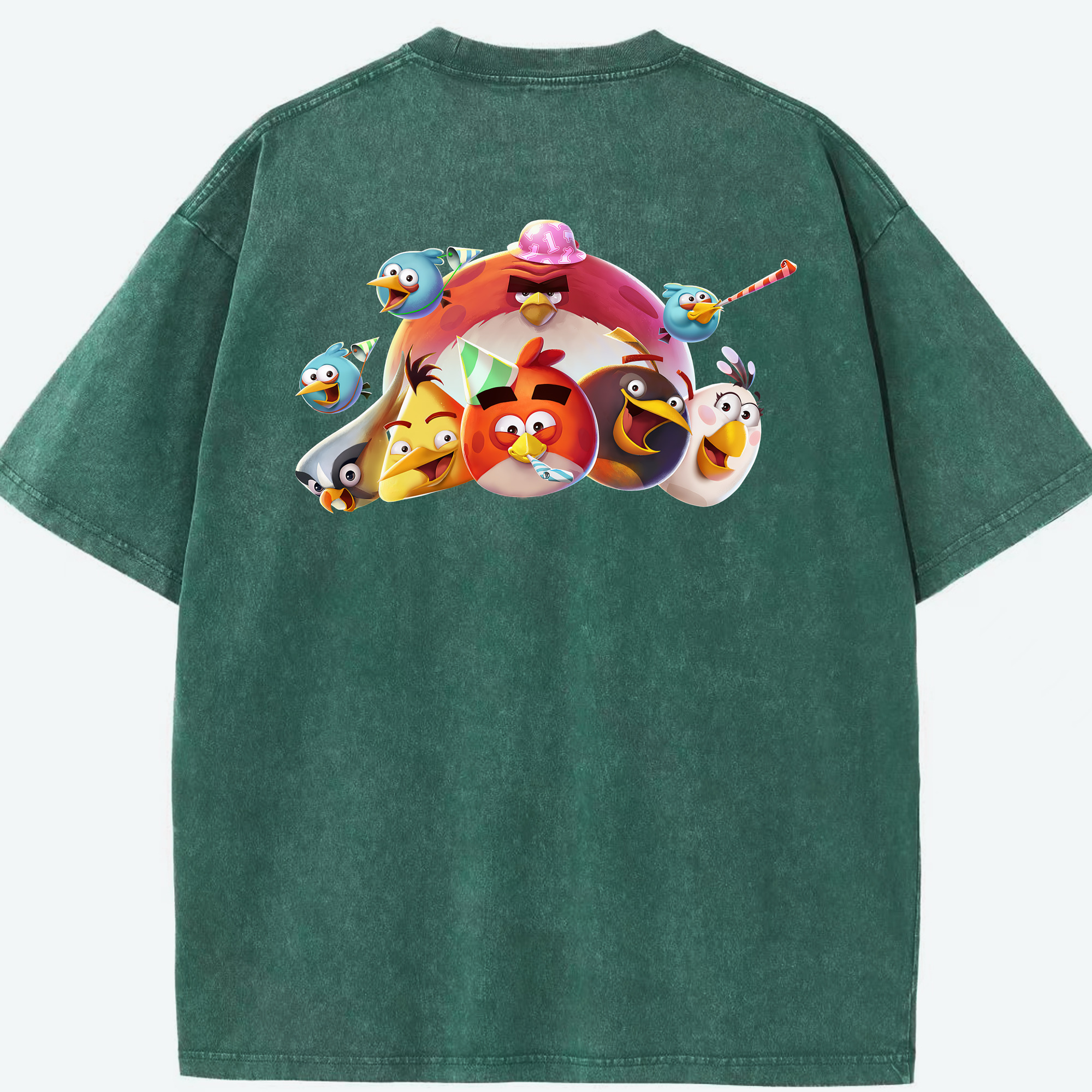 （画像用） Angry Birds アングリーバード 綿100% ヴィンテージ風 半袖Tシャツ（背面プリント）